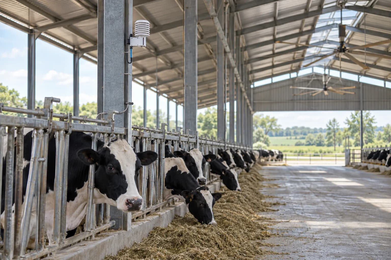 Agricultural setting for livestock buildings, drinking water and ponds
