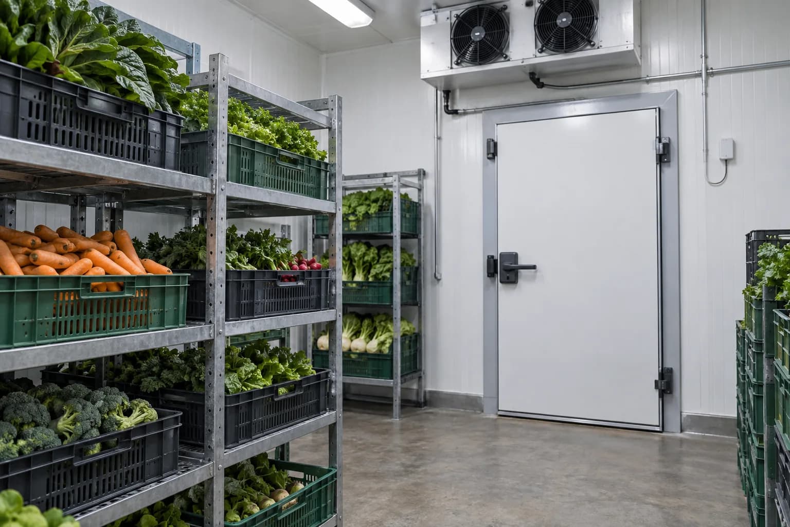 Agricultural setting for cold rooms, warehouses and storage zones